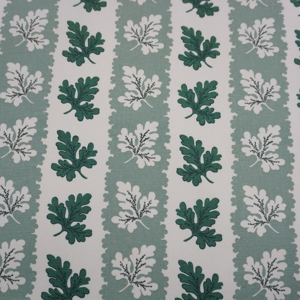 Scalamandre Fabric, Bolton, Green and Off White Leaf Pattern, Designer Fabric, Sold by the Yard, Vintage 1994 Fabric  Free USA Ship