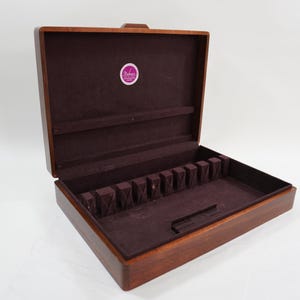 Flatware Chest, Silverware Box, Storage Cutlery Case, Naken Silver Organizer Tray Set, Dark Mahogany Wood, Silverware Chest Free USA Ship