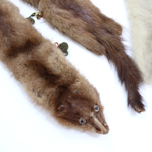 Mink Pelt Collars, Costume Minks, White Fur Collar, Wraps, Pelt, Copper Color Minks, Fur Scraps, Sewing Crafts Hat Movie Props Free USA Ship