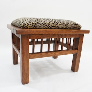 Kunsthandwerk Fußhocker, Antiker Fußhocker, Fußstütze, Eichenmöbel, Quartersawn Eichenholz Fußhocker, quadratische Dübel Free USA Ship