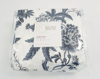 Ballard Design Bedding, 100% Cotton Jardin Toile, Blue and White Duvet, Full Queen Duvet Cover, NIP Free USA Ship
