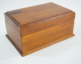 Wooden Box, Jewelry Box, Trinket Box, Pine Wood Box, Small Key Box, Storage Box, Small Sewing Box, Box w/ Insert Layer, Free USA Ship