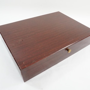 Flatware Chest, Silverware Box, Storage Cutlery Case, Silver Organizer Tray Set, Mahogany Wood Silverware Chest, Scratches Free USA Ship