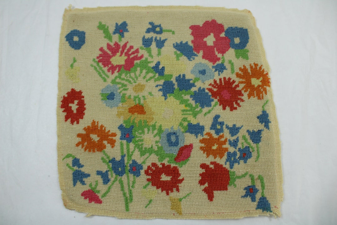 Completed Needlepoint, Needlepoint, Completed Canvas for Upcycling