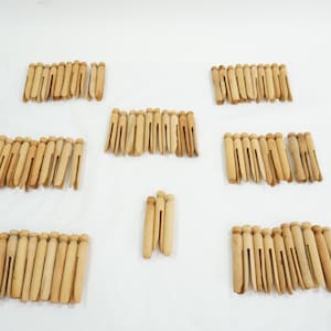 Wooden Clothes Pins, 72 Natural Wood Clothes Pins, Round Wooden Pins Vintage Push Laundry Line Clothes Pins, Craft Supply #317 Free USA Ship