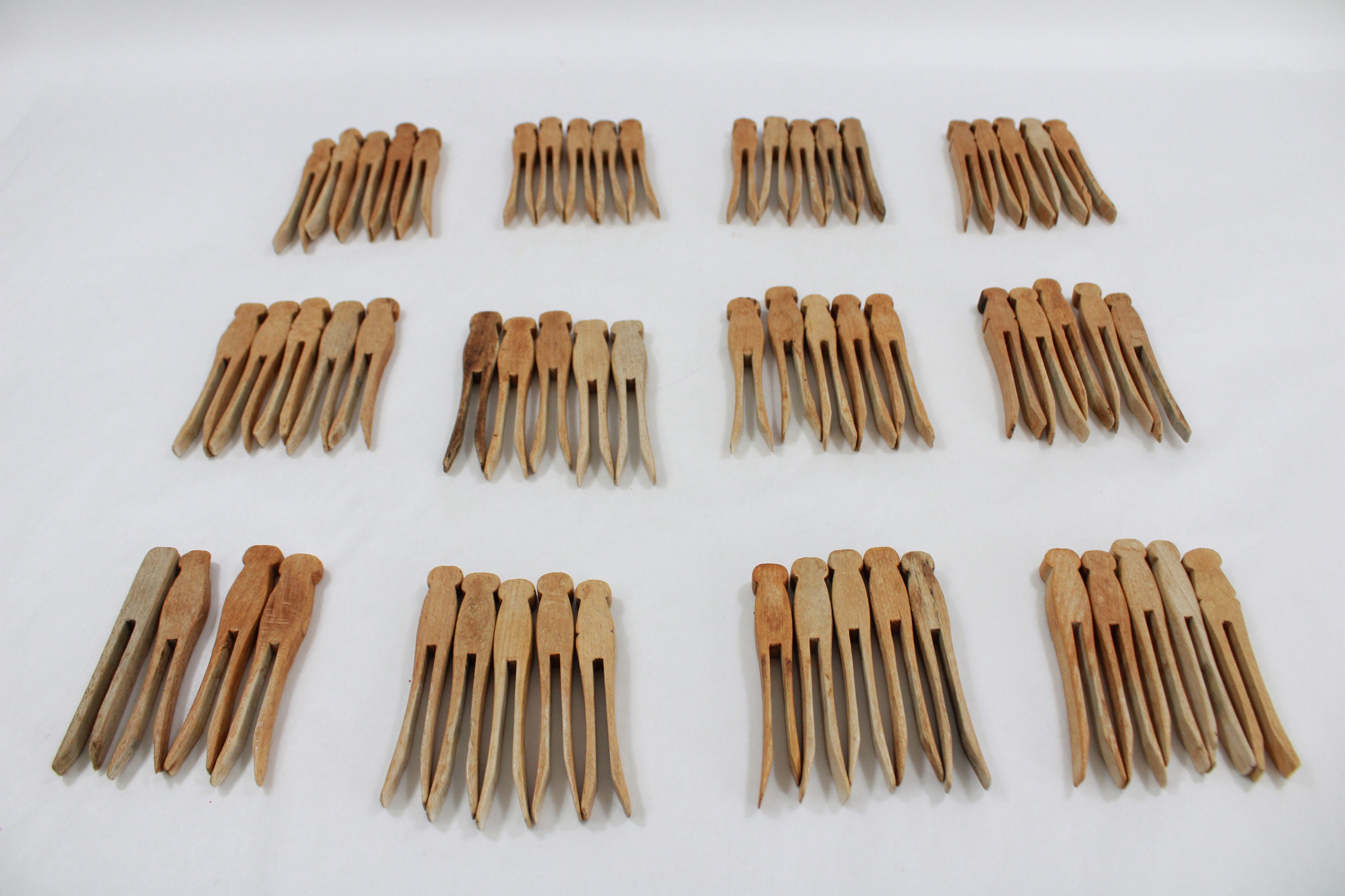 Vintage Wood Clothespins, Clothes Pins, Wooden Clips, Clothes Peg,  Farmhouse Laundry Room Decor, Assorted Styles, Craft Projects 