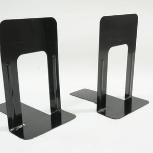 Metal Bookends, Vintage Book Holders, Shelf Decor, Library Bookends, Mid Century Metal Book Holders Black Metal Bookends Large Free USA Ship
