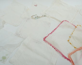Vintage Antique Handkerchiefs, Table Doilies, Craft Antique Linens, Mixed Lot of 28 pieces, Antique Cotton, Linen Free USA Ship