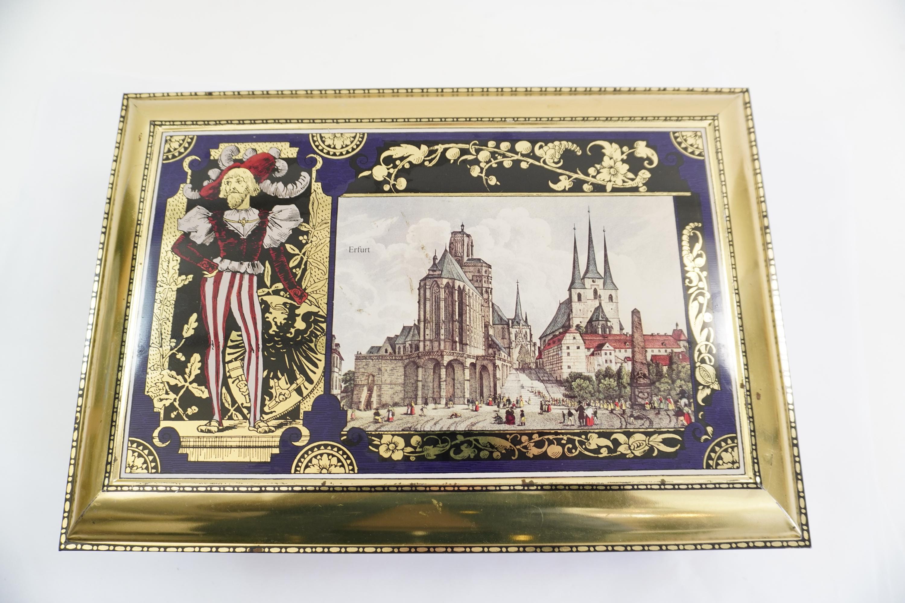 Lambertz Cookie Tin, Embossed Tin W/ Paper, 1998 Old Confectionery
