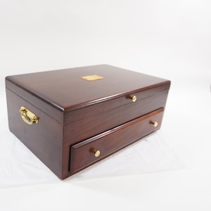 Flatware Chest, Silverware Box, Storage Cutlery Case, Silver Organizer, SOLID Mahogany Wood Vintage Dining Room Silver Chest Free USA Ship