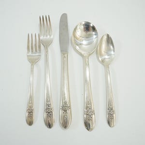 WM Rogers Silverplate Flatware Set, 1940&#39;s Triumph Silverplate Silverware Service For 8, Dining Room Silver, 49 Pcs Lot 127 Free USA Ship