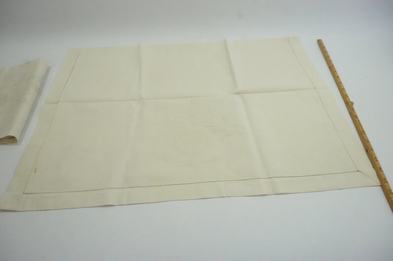 Free USA Ship Dowry Linens 1940/'s Linen Bedding White Work Vintage Linens Flange Cutout Work 2 Standard Pillow Shams Off White Linen