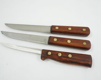 Cuchillos de chef, cubiertos, cuchillos de cocina, herramientas de restaurante, cuchillo para pelar, herramientas de carnicero antiguas, 3 cuchillos deshuesadores antiguos, RB669. Envío gratuito a EE. UU.