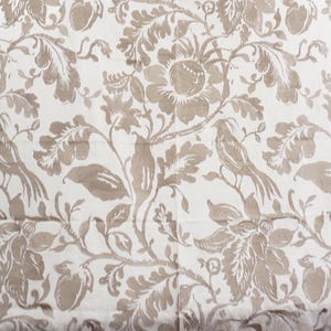 Embroidered Fabric, Crewel Fabric, Birds and Flowers on Linen Fabric, 1 yard 32&quot; Designer Crewel Fabric, Neutral Colors,  Free USA Ship