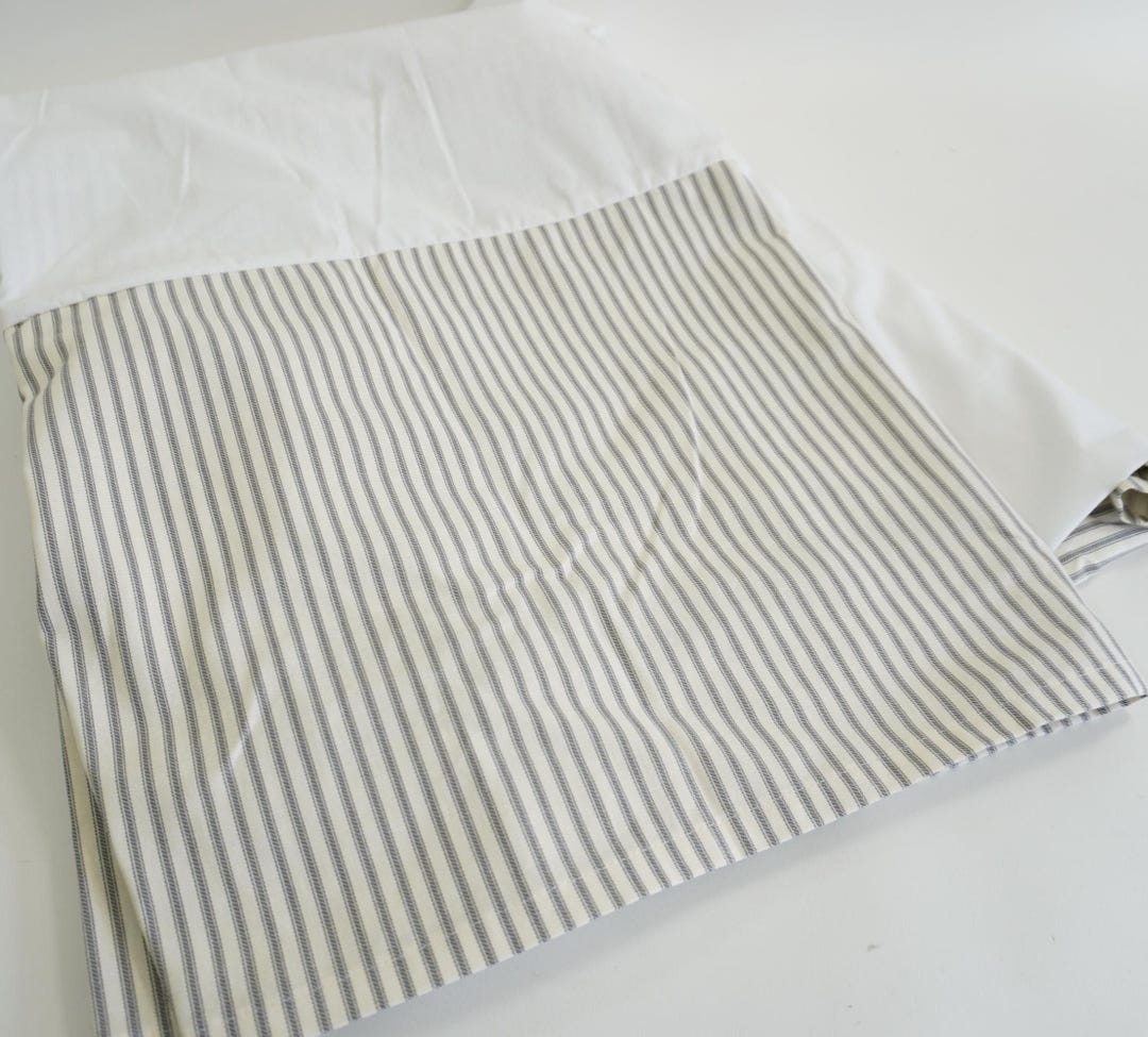 Queen Dust Ruffle, Queen Striped Bed Skirt, Gray and off White Ticking ...