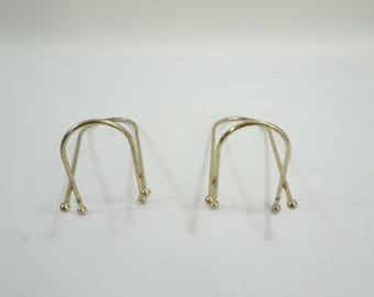 Plate Holders, Decorative Brass Plate Stands, 2 Brass Stands, Dinner Dish Holders, Kitchen Cabinet Display Organizers, Free USA Ship