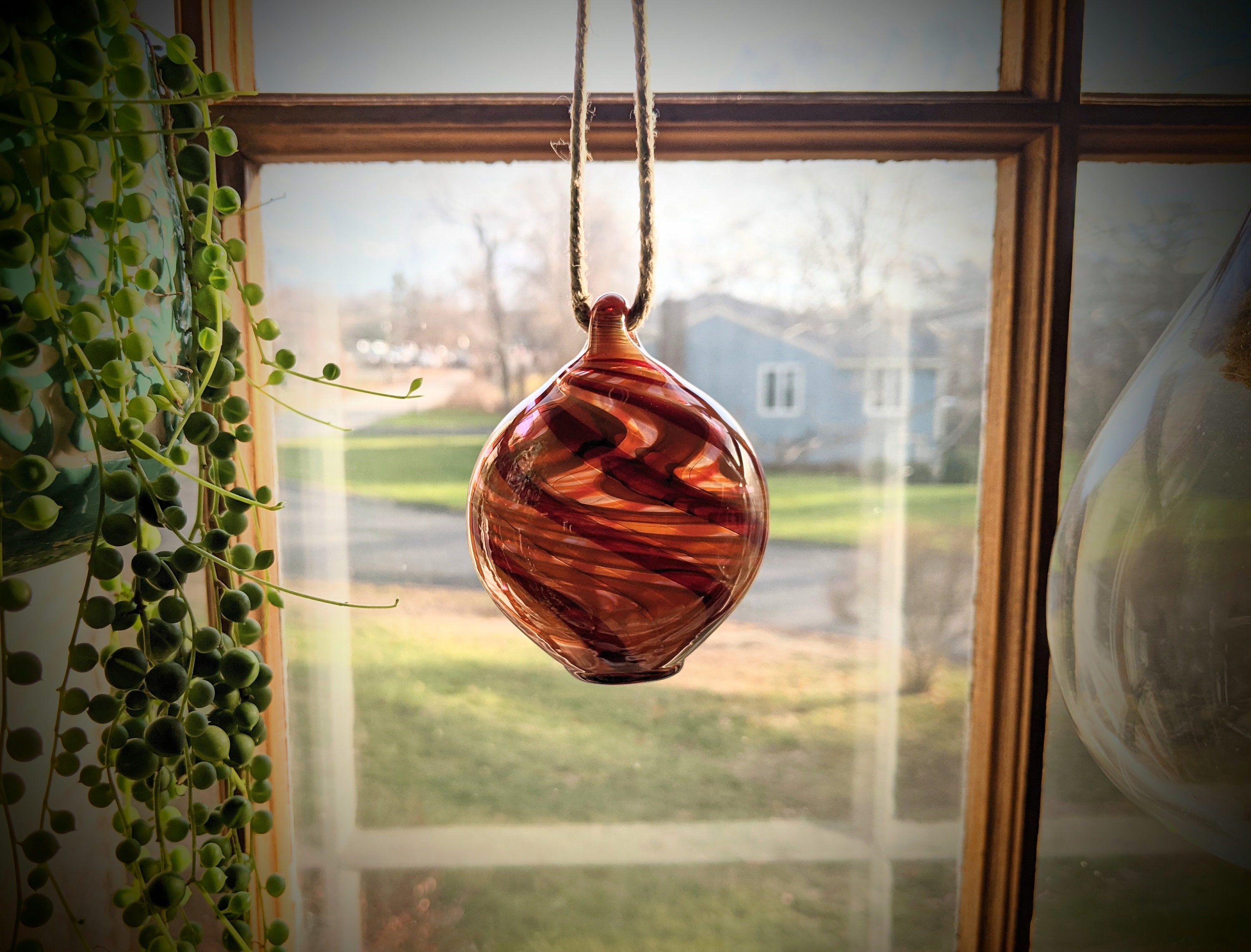 Hanging Glass Air Plant Holder Handblown Hollow Glass Air Etsy