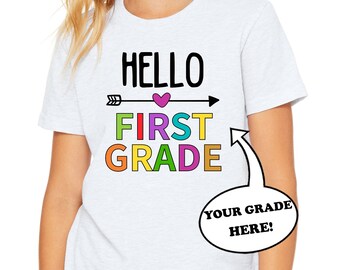 welcome back to school first graders!  outfits for school,  back to school shirt, first graders outfits for girls ST127