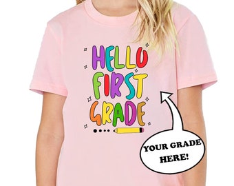 welcome back to school first graders!  outfits for school,  back to school shirt, first graders outfits for girls ST124
