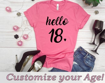 Hello 18 birthday shirt girl , Birthday Shirts for Women , personalized birthday shirt , birthday gifts for her , gifts for best friend BY51