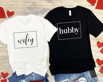 Hubs Wifey Shirts, Honeymoon Shirt, Just Married Shirt, Engagement Shirt, Wedding Shirts, Bridal Gift Engagement, Husband And Wife Shirts