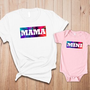 Rainbow Color Design Mama and Mini Matching T-Shirts Print Mommy and Me Outfits Mother and Daughter Gift Set