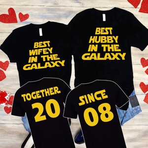 Hubby wifey matching shirts, Best hubby wife in the galaxy, Couple matching shirts, Husband wife star wars themed, Husband and wife shirts