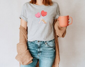 Cute Retro Illustration T-Shirt, Perfect for Valentines Gift, Girlfriend, Wife, Fiancee, Unisex tees