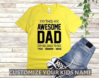 this awesome dad belongs to shirt , personalized gifts for dad fathers day , fathers day gift from son kids baby wife daughter personalized