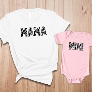 Zebra Letter Print Mama and baby Shirts Mommy and Me Matching Cute T-Shirts Mother and Daughter Girl Gift