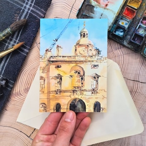 Handmade London Birthday Card, Original Colorful Landscape Painting