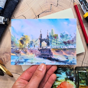 Cartão de aniversário da Ponte Hammersmith em Londres, cartão de aniversário exclusivo do 80º 90º noivo