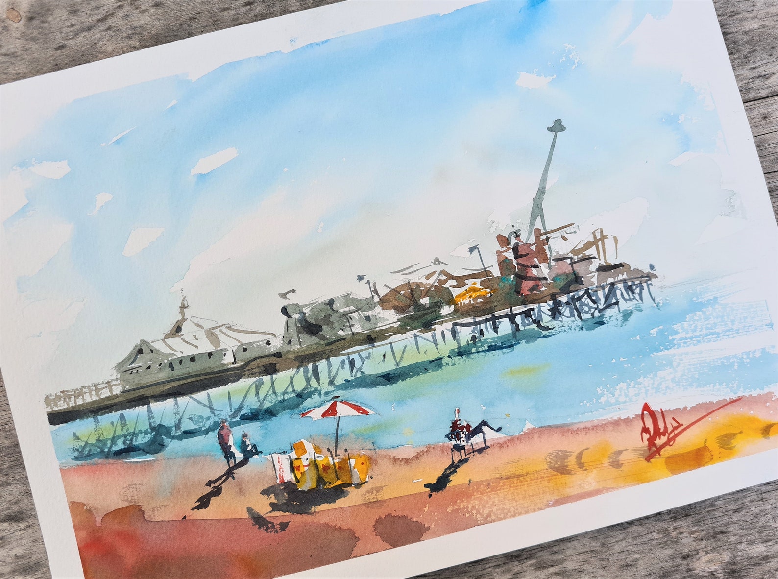Brighton Beach Art Print Wall Decor Brighton Pier Watercolor Etsy