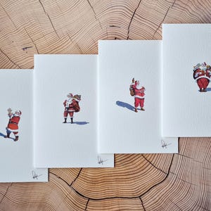 Kerstkaarten, leuke kerstwenskaarten, schilderij kerstman, kerstman, kerstversieringen
