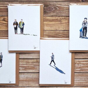 Paquete de 4 tarjetas de felicitación Arty únicas, impresión de pintura de acuarela original, arte de acuarela impresionista, tarjetas de cumpleaños, tarjetas de felicitación