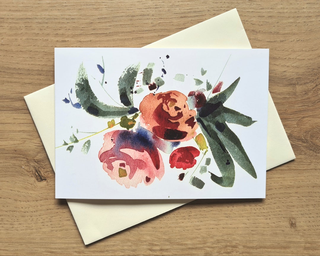 Floral Greeting Card Thank You Card Invitation Watercolor Wedding Card ...