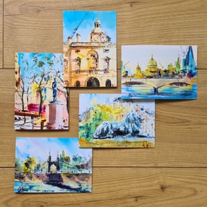 London Grußkarten, Geburtstagskarten, Aquarell Karten, Stadt Geschenk, London Geschenk, Aquarell Illustration