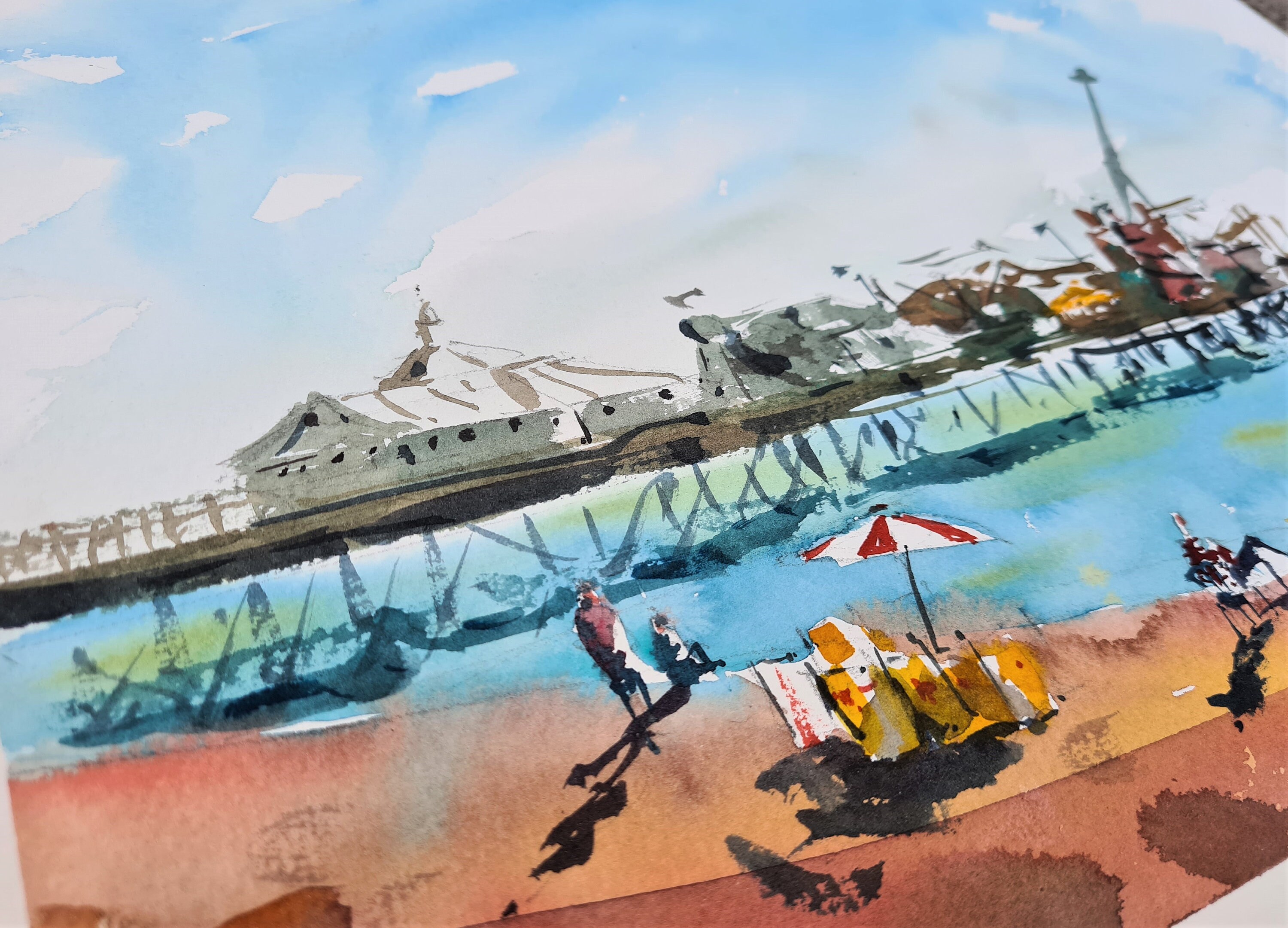 Brighton Beach Art Print Wall Decor Brighton Pier Watercolor Etsy