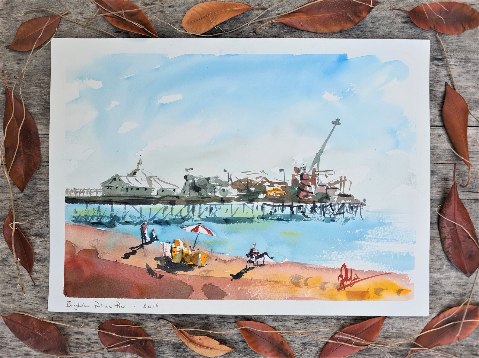 Brighton Beach Art Print Wall Decor Brighton Pier Watercolor Etsy