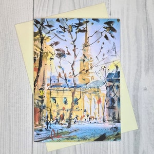 London Grußkarte von Original Aquarell von Charing Cross Road London Kunstdruck Stadt Malerei Geburtstagskarte handgemachte Karte