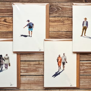 Tarjetas de felicitación de arte de retrato de acuarela, tarjeta de cumpleaños única, impresión de arte coleccionable, tarjeta de saludos extravagantes para todas las ocasiones