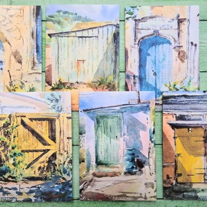 Cartões de pintura em aquarela, cartão de aniversário, arte em aquarela, arte de paisagem, presente artístico, presente pacífico, arte impressionista
