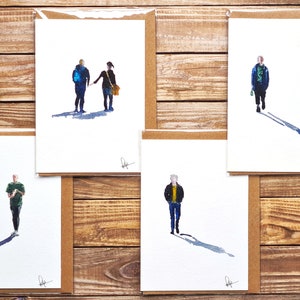 Tarjetas de felicitación artísticas para todas las ocasiones, pintura de acuarela de retrato, impresión de pintura original, arte impresionista, arte coleccionable