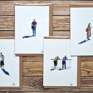 Tarjetas de felicitación de pintura de retratos, tarjeta de cumpleaños de arte original, tarjeta de felicitación única, cartas elegantes para todas las ocasiones, regalo de arte con estilo