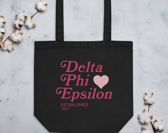 Delta Phi Epsilon Eco Tote Bag, Trendy DPhiE Tote Bag, Delta Phi Epsilon Gift, Sorority Gift, Grieks Leven Cadeau, Dphie Sorority Tote Bag