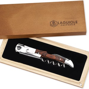 Laguiole California Waiters Corkscrew - Rosewood - Wine Bottle Opener for Bartenders & Gifts - Stored in a California Oakwood Gift Box