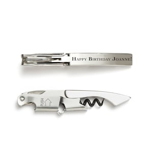 Stainless Steel Pocket Corkscrew Wine Opener Engrave - Coutale Sommelier - French Design Wine Key Bottle Opener - Personalized Wedding Gift