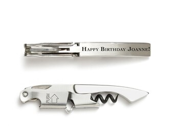 Roestvrij staal pocket kurkentrekker wijnopener graveren - Coutale sommelier - Frans ontwerp wijnsleutel flesopener - gepersonaliseerd huwelijksgeschenk