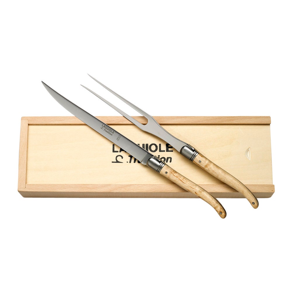 Carving Knife & Fork Set in Pinewood Gift Box by Laguiole Etsy