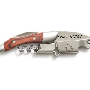 Rosewood Prestige Corkscrew Wine Opener Engraved - Coutale Sommelier - French Design - Wine Key Bottle Opener - Personalized Wedding Gift
